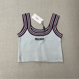 Miu Miu V-neck striped short-sleeved blouse